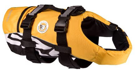EzyDog Schwimmweste Hund - DFD Hundeschwimmweste - Schwimmwesten für für Kleine, Mittelgroße und Große Hunde - Rettungsweste mit Griff und Reflektoren, Größenverstellbar (XS, Gelb)