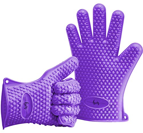 Belmalia 2X Guantes de Silicona para Cocina y Parrilla, Juego, par, agarradores de Cocina, Guantes de Horno Lila Violeta
