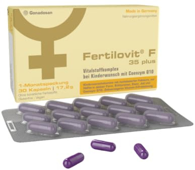 Fertilovit F 35 plus | Premium Kinderwunsch Vitamine mit Coenzym Q10 | ideal bei KIWU-Behandlung & für die Frau ab 35 | vegan | 30 Kapseln