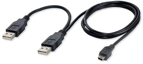 Mini USB 2.0 Dual Power Y Cable Lead for Portable External USB CD DVD Drive Hard Drive Disk HDD - COMPATIBLE With Dell, Hitachi, LG, Asus, Samsung and more