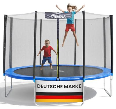 Terena Trampolin Outdoor 305 cm mit Sicherheitsnetz – Trampolin Kinder – Hochwertiges 10ft Gartentrampolin belastbar bis 150 kg – Trampoline UV-beständig – Trampoline Outdoor Ø 305 cm