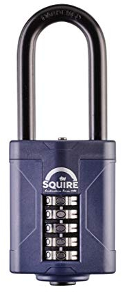 Squire Heavy Duty Padlock (CP60/2.5) - Toughest Long Shackle - 5 Wheel Combination Padlock - Alloy Steel for Corrosion Resistance - Weatherproof Lock for Home, School & Garage (Blue, 60 mm)