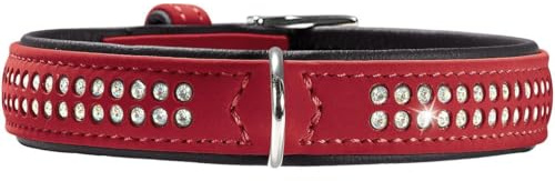 HUNTER SOFTIE DELUXE Hundehalsband, Kunstleder, glitzernde Strasssteine, 40 (XS-S), rot