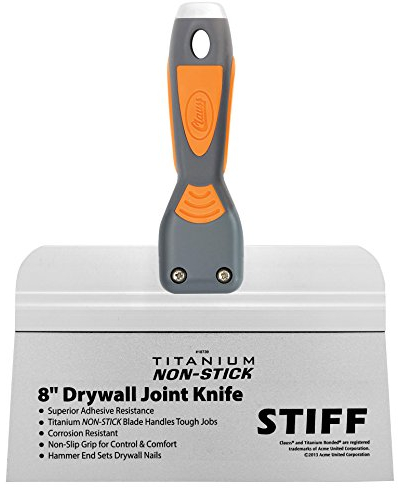 Clauss Spachtel 8 (20,3 cm) mit breiter Klinge in Profiqualität | Titanium Bonded Edelstahlklinge mit Antihaftbeschichtung | rutschfester, ergonomischer Griff | ideal als Flächenspachtel | 18739