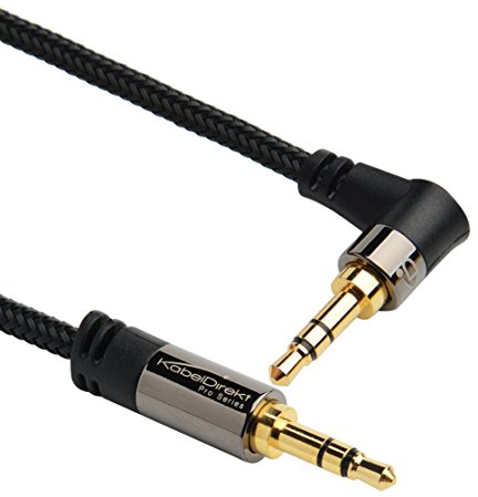 KabelDirekt – Audio/Stereo- Klinkenkabel – 2m (Aux Kabel, 3,5mm auf 3,5mm, Nylon, 1 x 90 Grad Winkelstecker) – PRO Series