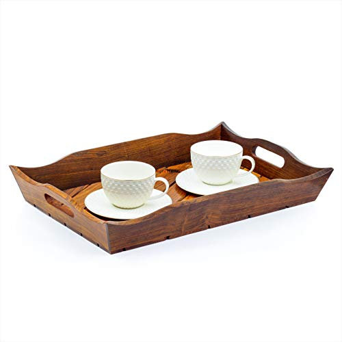 Plateaux de Service en Bois de Rose Lourds fabriqués à la Main, Grand, Ensemble de 3 | Plats de dîner de Cuisine décor à la Maison | Nagina International