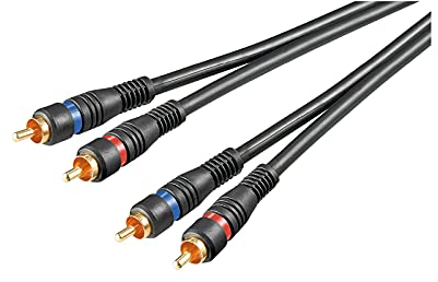 Goobay 50434 Cavo di Collegamento Stereo 2 RCA, a Doppia Schermatura, Nero, 10m Lunghezza del Cavo