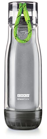 Zoku Aktiv-Sportflasche stoßfest suspendierte Glaskern auslaufsicher Kappe, Grün, 16 OZ