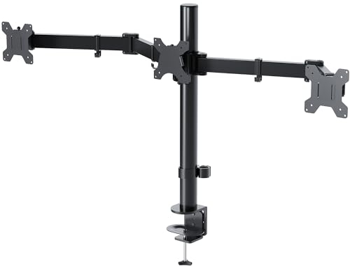 BONTEC Monitor Halterung 3 Monitore 13-24 Zoll LED und LCD Monitor Schreibtisch Monitorständer neigbar 180° schwenkbar 360° höhenverstellbar 10kg für jeden Monitor VESA 75/100 Schwarz