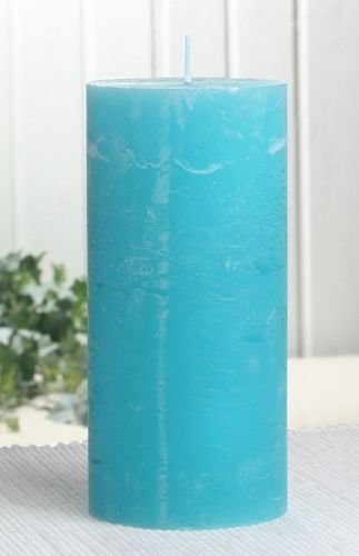 Rustik-Stumpenkerze, 15 x 7 cm Ø, aqua-türkis
