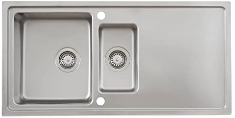 Respekta Chicago Edelstahl Spülbecken / 2 Becken Einbauspüle in 100 x 50 cm / Edelstahlspüle geeignet für Unterschränke ab 60 cm Breite