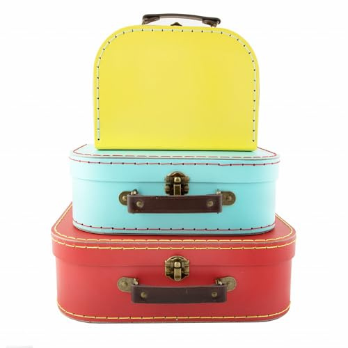 Sass & Belle Brights (Juego de 3) Maletas Retro, Rojo Azul Amarillo, 29x20x10, Moderno