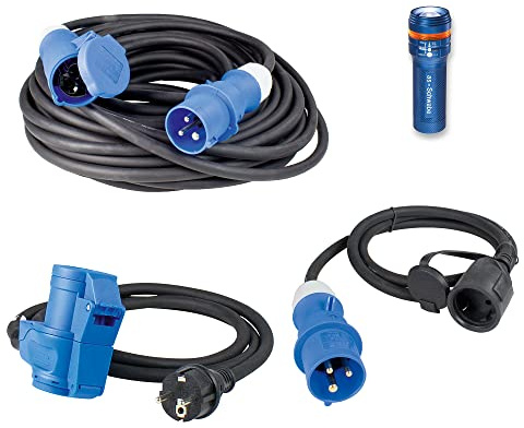 as - Schwabe Outdoor Set, 10m Verlängerungskabel + 2X Adapter-Leitung CEE