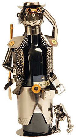 Lifestyle & More Moderner Wein Flaschenhalter Jäger aus Metall Höhe 32 cm