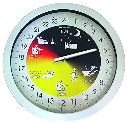 Horloge Alzheimer - Pendule Murale pour Salon - Aide à la Mobilité - Senior - Horloge 24 heures - Visualisation Précise des Différents Moments de la Journée - Silencieuse