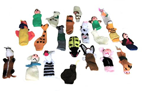 Alpacaandmore 40 Peruanische Handgestrickte Fingerpuppen Fingertiere Handkasperletheater Puppets