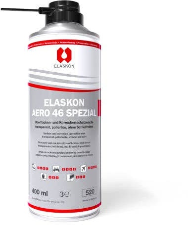 ELASKON Aero 46 Spezial - Korrosionsschutz Spray 400ml / transparentes Oberflächen- und Korrosionsschutzwachs/Auto Wachs/Wachsspray in der Aerosoldose