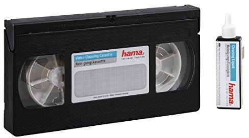 Hama Video Head Cleaning Cassette (VHS/S-VHS Tape Cleaner with Cleaning Fluid, Wet Cleaning for VCR, Camcorder, Video Player, Maintenance Kit) 1 Pack