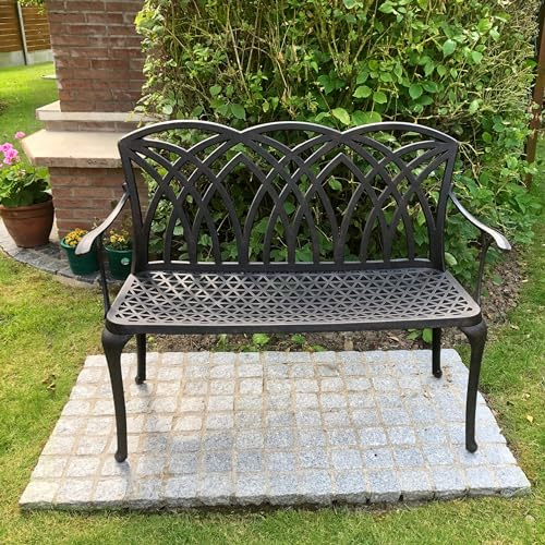 Lazy Susan April Gartenbank in Antik Bronze ohne Sitzkissen | Sandguss-Aluminium | Wetterfest | Rostfrei | Wartungsarm | 3 Jahre Garantie