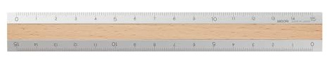 Midori Lineal aus Aluminium und Holz, 15 cm, Hellbraun (42257006)
