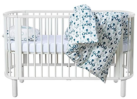 Flexa Babybett 70x140 cm | Der Boden Diese Gitterbett ist einfach zu Heben und zu senken | Hergestellt aus massiver Buche | Dänisches Design | Weiß