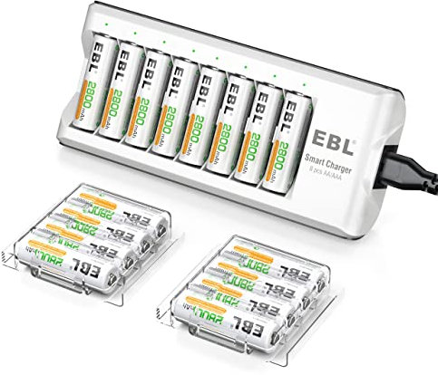 EBL AA Rechargeable Batteries,16-Pack Double A Battery (ProCyco 2800mAh) with AA AAA Battery Charger