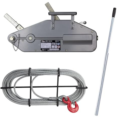 DEMA Hand-Seilwinde 1,6 t – Seilzug Handwinde Bootswinde, 1600 kg Tragkraft, Robuste Handseilwinde für Lkw, Anhänger & Boot
