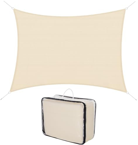 Outsunny Voile d'ombrage rectangulaire 4x6m Toile ombrage extérieur Protection Anti-UV 185g/m² HDPE, pour Jardin terrasse extérieur Patio Piscine Balcon, crème