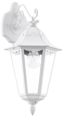 EGLO Außen-Wandlampe Navedo, 1 flammige Außenleuchte, Wandleuchte aus Aluguss und Glas, Farbe: Weiß, Fassung: E27, IP44