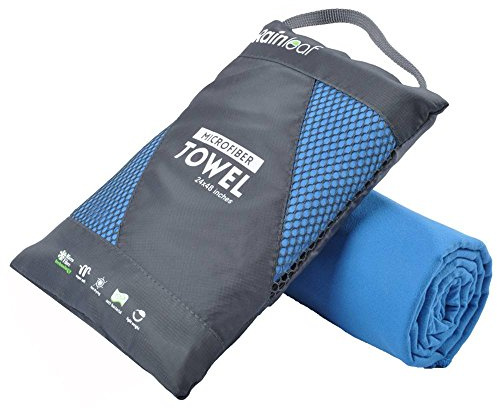 Asciugamano in microfibra di Rainleaf. Asciugamano da sport, da spiaggia e da viaggio. Asciugatura rapida - Super assorbente - ultra compatto. Adatto per il campeggio, la palestra, la spiaggia, il nuoto e le escursioni., Blue, X-Large (76 x 150 cm)