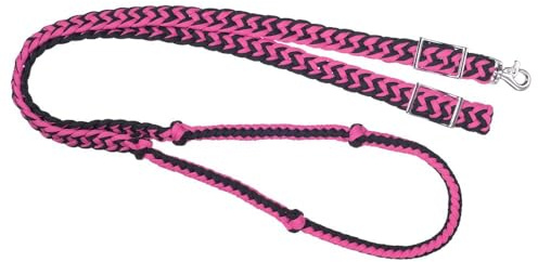Tough 1 Riendas de Cuerda con 1 Anudado, 54-915-111-0, Rosa y Negro, Talla única