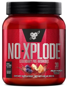 BSN N.O.-XPLODE Pre Workout Powder, Energy Supplement for Men and Women with Creatine and Beta-Alanine, Fruit Punch, 30 Servings, 1.2 Pound (Packaging May Vary)