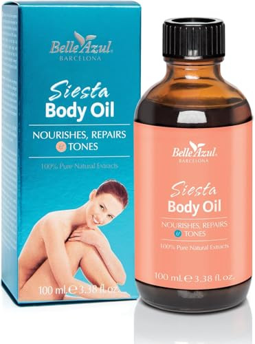 Belle Azul Siesta Körperöl mit Bio-Arganöl gegen Dehnungsstreifen, 100 ml | Pflegendes straffendes Wirksam Cellulite Vegan Ecocert Zertifiziert Made in Spain