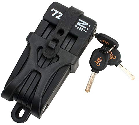 ZNEX Sehr leichtes (686g) und kompaktes Faltschloss mit hoher Sicherheitsstufe aus speziell gehärtetem Stahl inkl. Transporttasche/Halterung