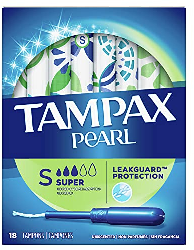 Tampax Pearl Plastic, Super Absorbency, Unscented Tampons 18 Count