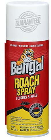 Bengal Roach Spray, Odorless Stain-Free Dry Spray, 9 Oz. Aerosol Can