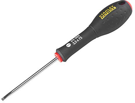 STANLEY 0-64-983 Tournevis Electricien 3.5 X 75 Mm Gamme FATMAX - Fabriqués En France - Lame En Acier - Sablage De L'Empreinte - Poignée Soft Grip - Liaison Quasi Incassable - Anticorrosion