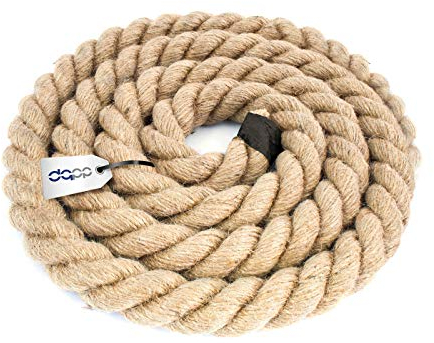 DQ-PP Corde en Jute | 5m | 40mm d'épaisseur | Naturel Fil de Jute | Ficelle de Jute | Naturelle Deco Cordelette Balancoire Jardin