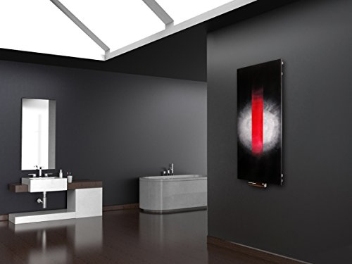 Wandheizung Vernissage Design 59: red bar, 120 x 47 cm, 799 Watt, Acryl für Wohnraum und Bad (handgemaltes Unikat, Wandbild als Wohnraum-Heizkörper, Badheizkörper Mittelanschluss)