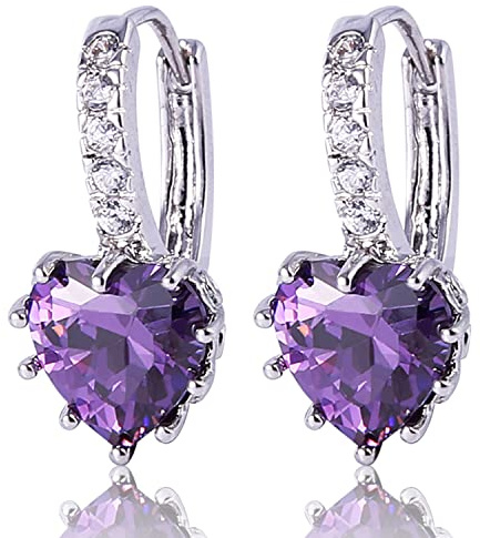 Gulicx Boucles d'oreilles Créole Argent Fin 925 Avec Cristal Coeur en Swarovski Elements Pour Femme
