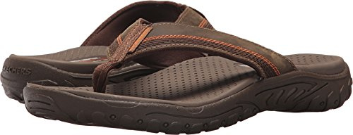 Skechers Reggae Cobano Flip Flops för män, Brunt läder, 43 EU