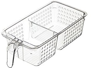 KitchenCraft Medium Plastic Fridge / Cupboard Organiser Storage Box, 15.5 x 31 x 9 cm (6 x 12 x 3.5) - Transparent