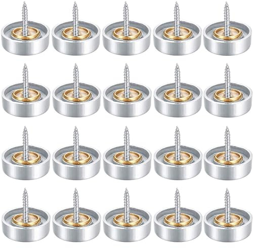 Hicello 20Pcs Decorative Mirror Screws, Stainless Steel Screw Cap/Cover 25mm for Fasteners, Sign/Advertising Hardware, Nails, Construction, Tea Tables, Wardrobes Glass Furniture