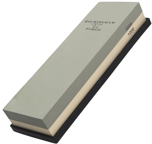 Rockingham Forge SUPERSHARP Piedra de afilar combinada 2 en 1, grano medio/fino 1000/3000 - Afilador profesional de cuchillos con dos piedras en una y base antideslizante