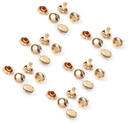 Leder Nieten, Packung mit 100 Stück Set Doppelkappe Rivet Metall Leder Craft Reparaturen Stud Spike Dekoration 8 x 8 mm(Gold)