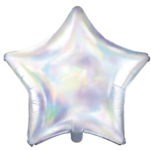 Folienballon Stern 48cm - Ballon für Helium oder Luft - Luftballon für Hochzeit Silvester Weihnachten Geburtstag - Folienluftballon Sternballon - Geburtstagsdeko & Partydeko - Silber Irisierend