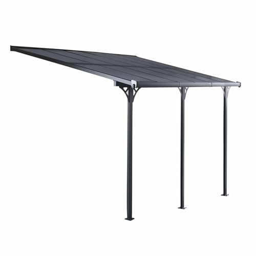 GARDIUN KIS13013 - Pérgola de Pared Elliot - 13 m² 435x300x225/270 cm Aluminio y Policarbonato