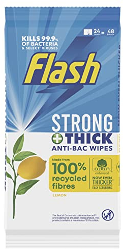 Flash Strong and Thick Anti-Bacterial Wipes, Pack of 24