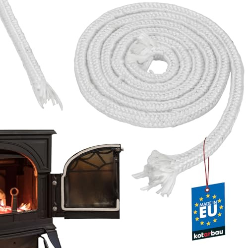 KOTARBAU® Cinta de Sellado para hornos, chimeneas y Estufas, 15 x 15mm - 2m, Tira de Fibra de Vidrio, Cuerda Resistente al Calor, Junta de Puerta, Burlete Aislante ignífugo