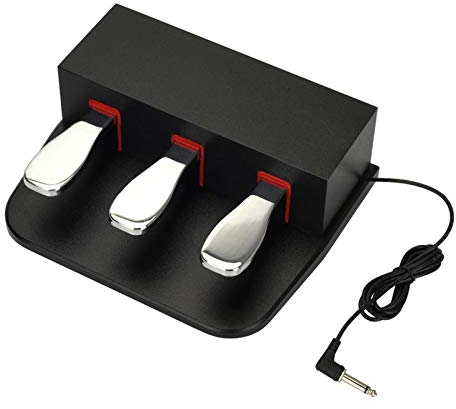 ATNEDCVH Piano 3 Sustain Pedal, Triple Dämpfer-Pedal, 6,35 mm 1/4 Zoll Stecker, universell für elektronische Keyboards und digitale Klaviere, E-Piano, MIDI-Keyboards, Synthesizer (schwarz)